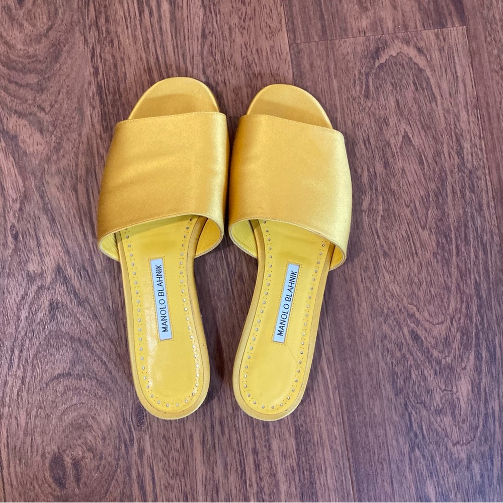 Manolo Blahnik Gold Mules for Effortless Elegance